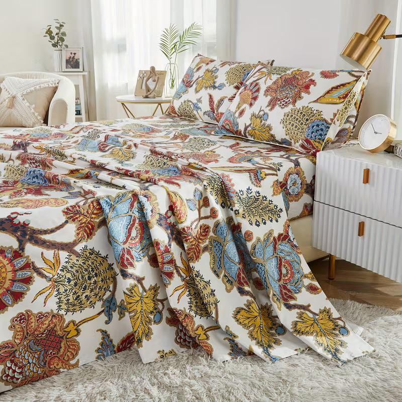 Completo Lenzuola Giardino Damascato – 4 Pezzi in Cotone Egiziano 600 Fili