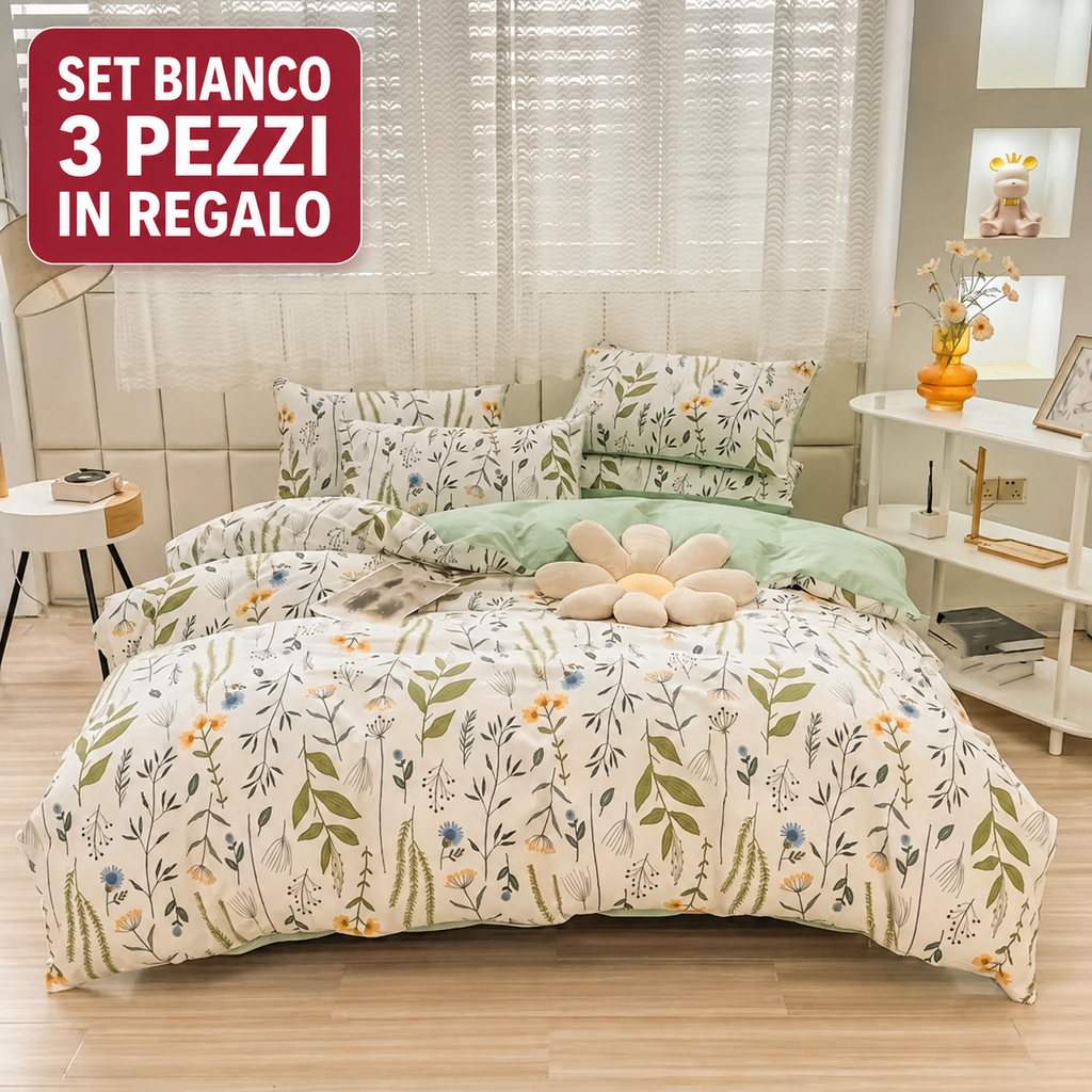 Parure de lit Housse de Couette Double Botanica – 3 Pièces 100 % Coton