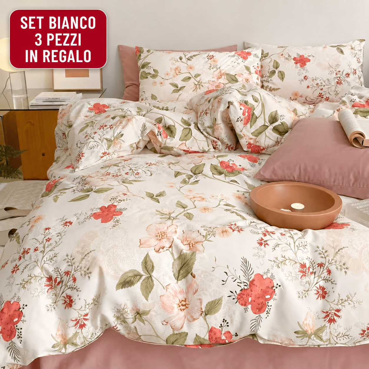 Parure de Lit 3D Tropicale – 4 Pièces 100% Coton