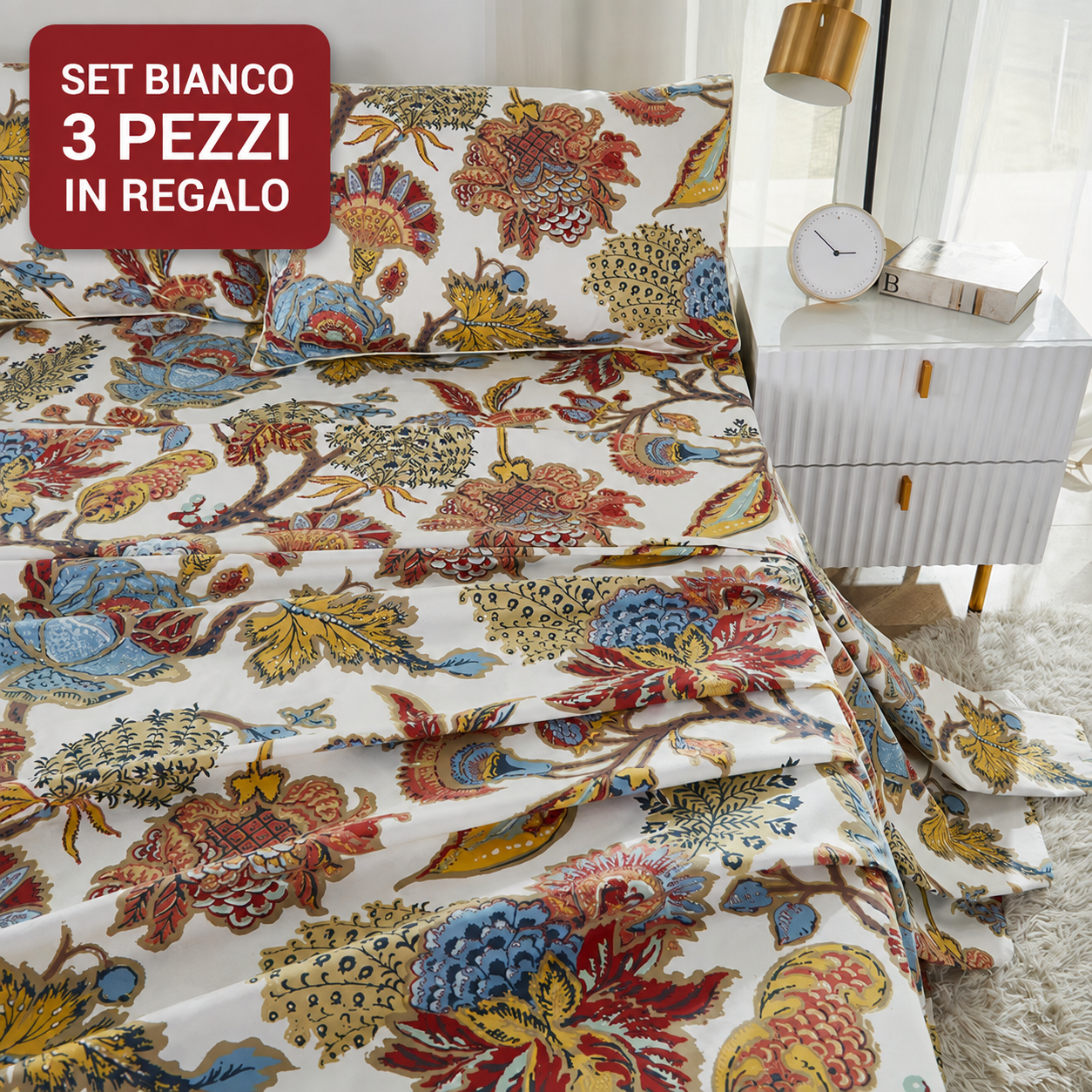 Parure de lit Jacquard Jardin Damassé – 4 pièces en Coton Égyptien 600 fils