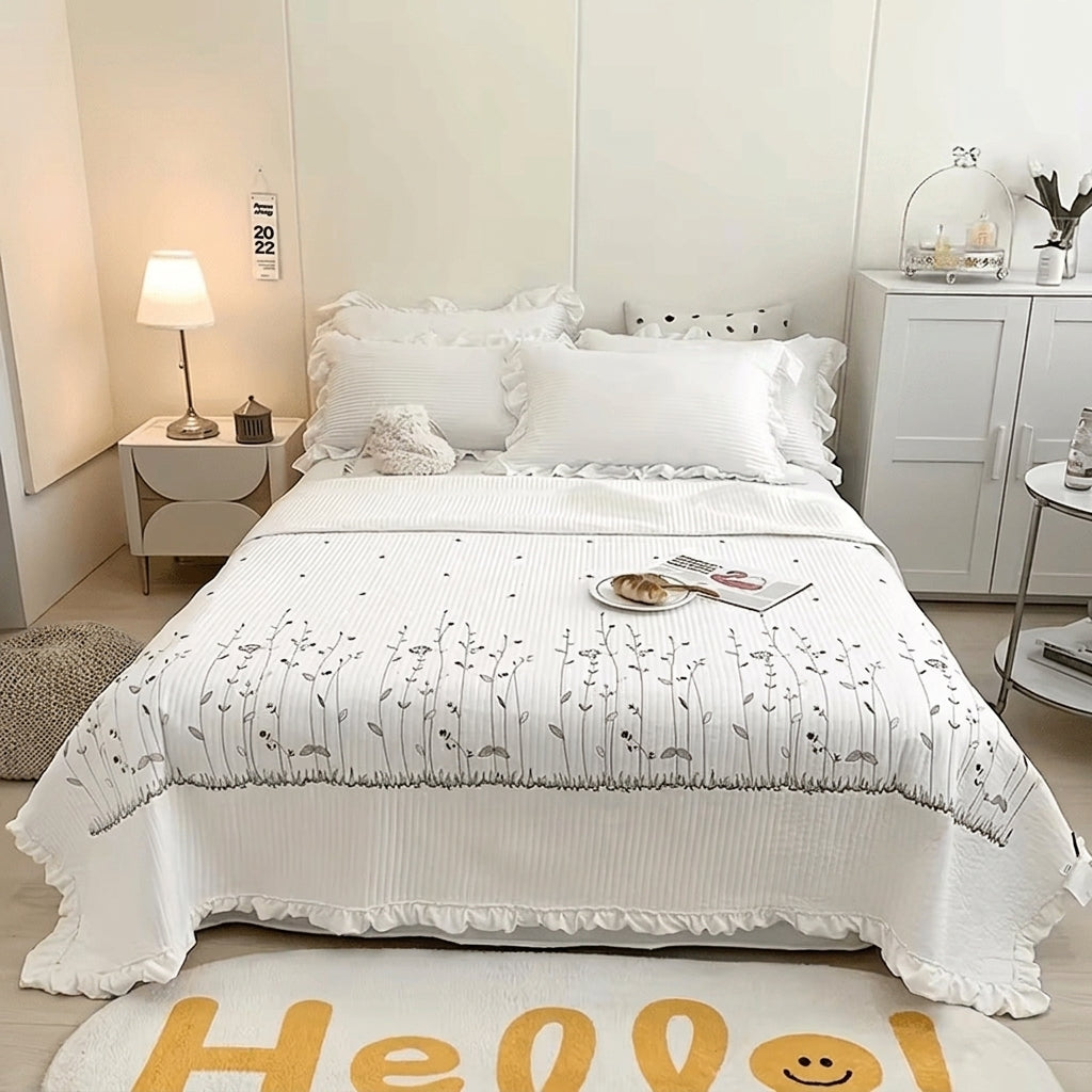 Completo Copriletto Estivo Ricamato Eleganza – 3 Pezzi