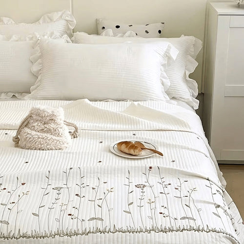 Completo Copriletto Estivo Ricamato Eleganza – 3 Pezzi